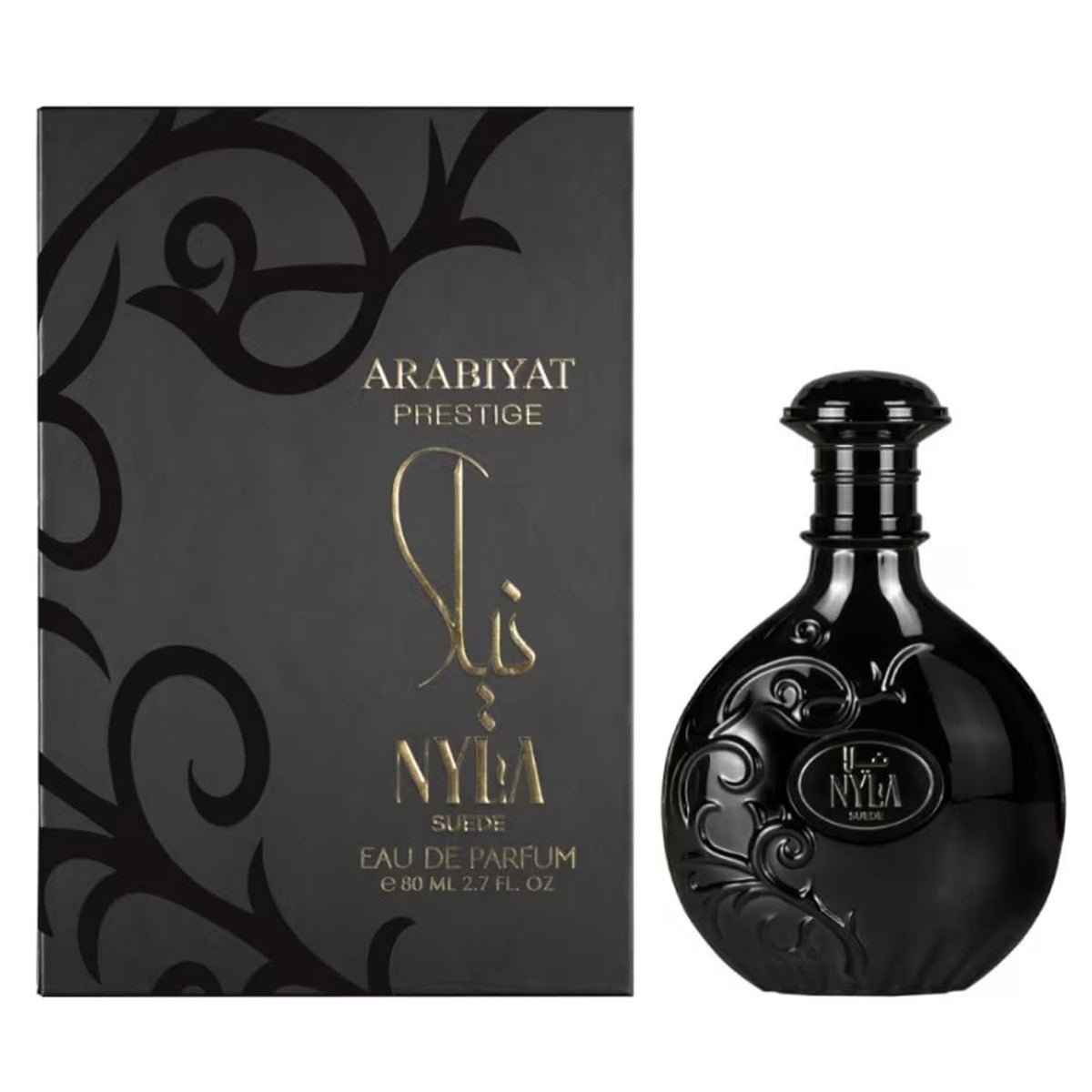 ARABIYAT Nyla Suede bottle front with elegant design and premium feel
