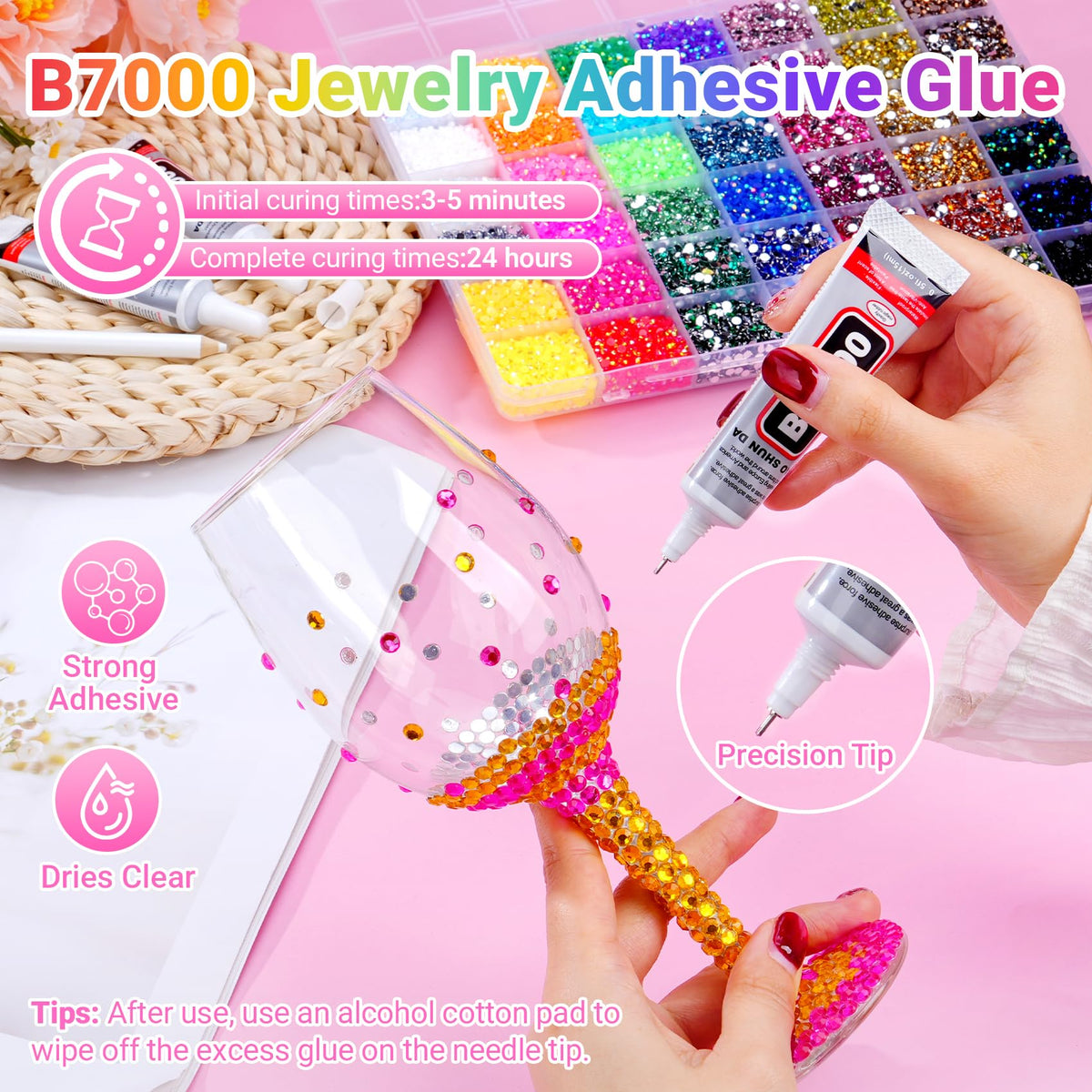 AraKulago included tweezer and pickup pen for precise gem placement.