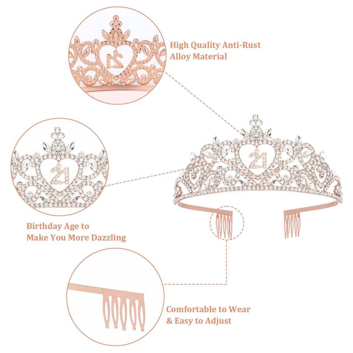 Araluky 21st birthday crown fits most heads with comfortable, smooth edges.