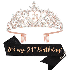 Araluky 21st birthday tiara with rhinestones adds sparkling elegance to celebrations.