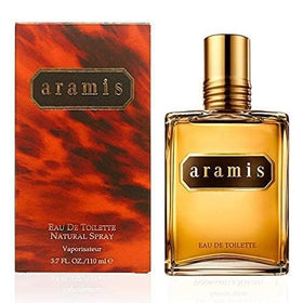 Aramis packaging beside the bottle, a timeless Estee Lauder fragrance.