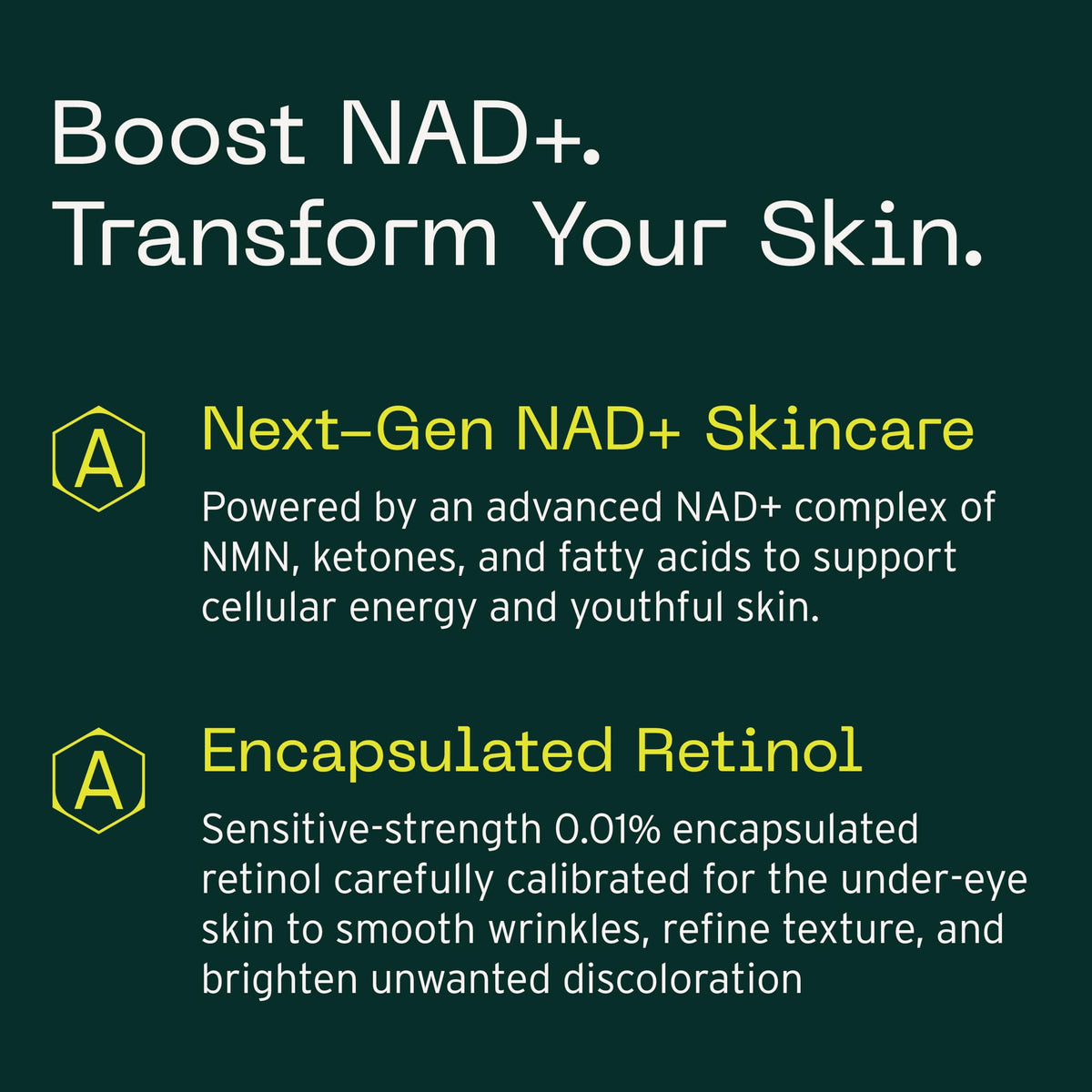 Aramore NAD+ Cell Energizing Treatment label closeup showing fragrance-free formula