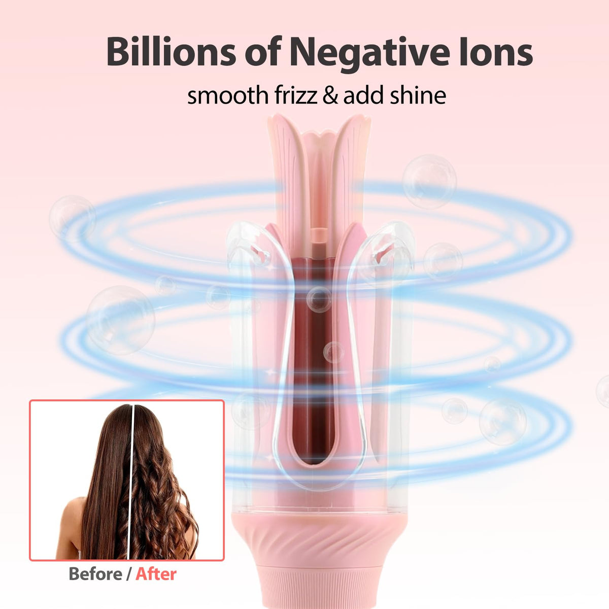 AraSyleon curling iron showing 3 curl sizes for versatile looks