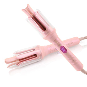 AraSyleon automatic curling iron front view with safety shield for gentle styling