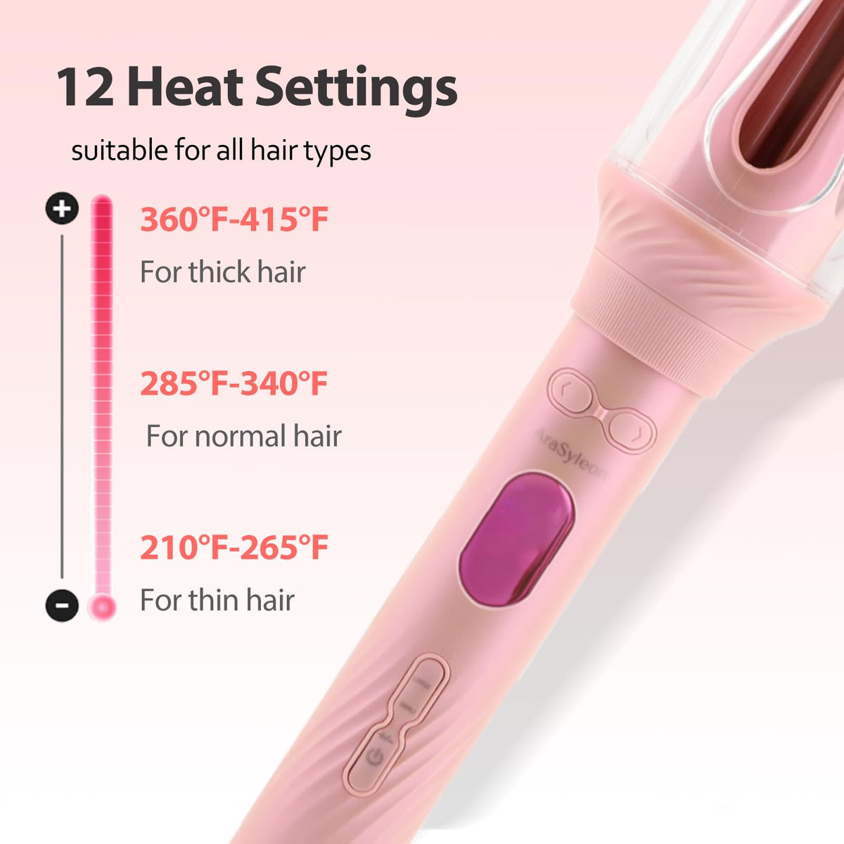 AraSyleon iron during use wrapping a hair section smoothly