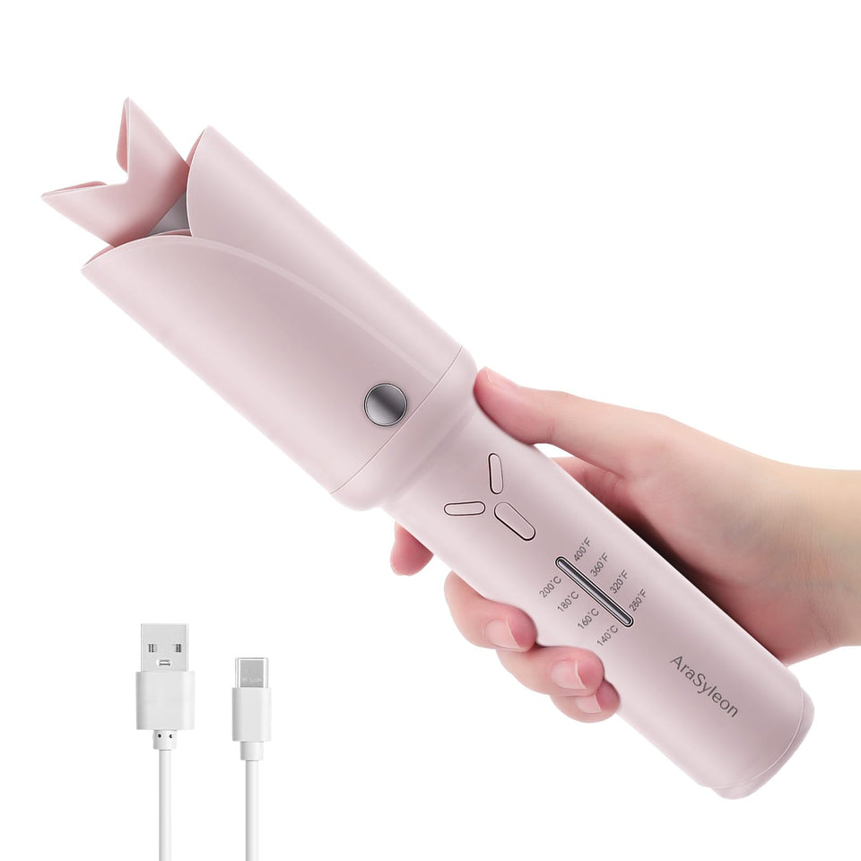 AraSyleon cordless hair curler pink compact design for on the go styling