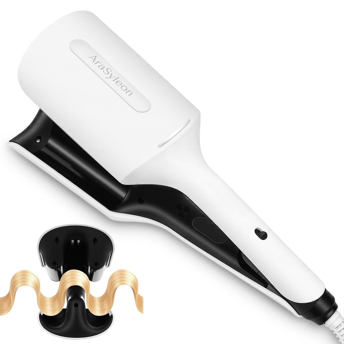 AraSyleon crimper creates deep 1.25-inch waves for quick beachy texture.