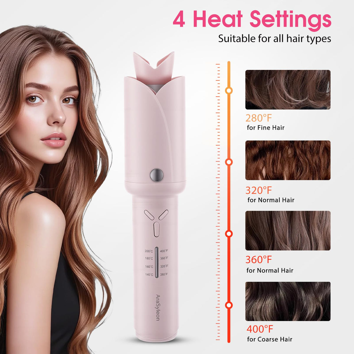 AraSyleon ionic hair care wand pink locks moisture for glossy curls