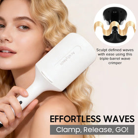 AraSyleon three-barrel waver with ceramic coating for smooth, lasting curls.