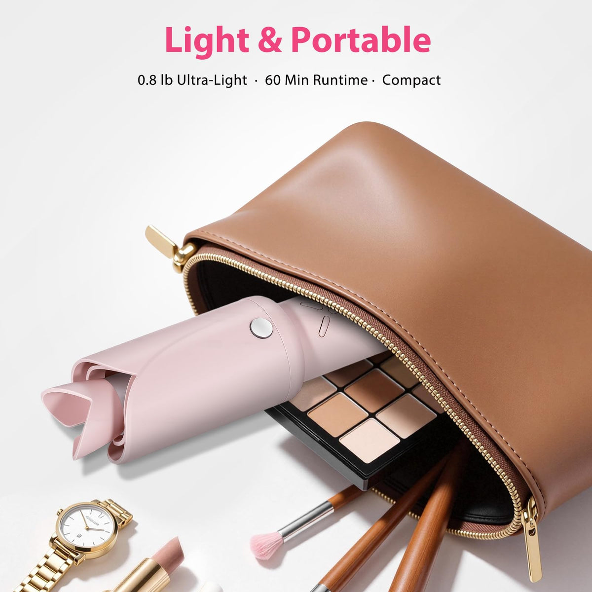 AraSyleon travel charging case curler pink keeps device ready anywhere