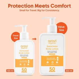 Aravi Organic Sunscreen Body Lotion ideal for outdoor activities and sun protection