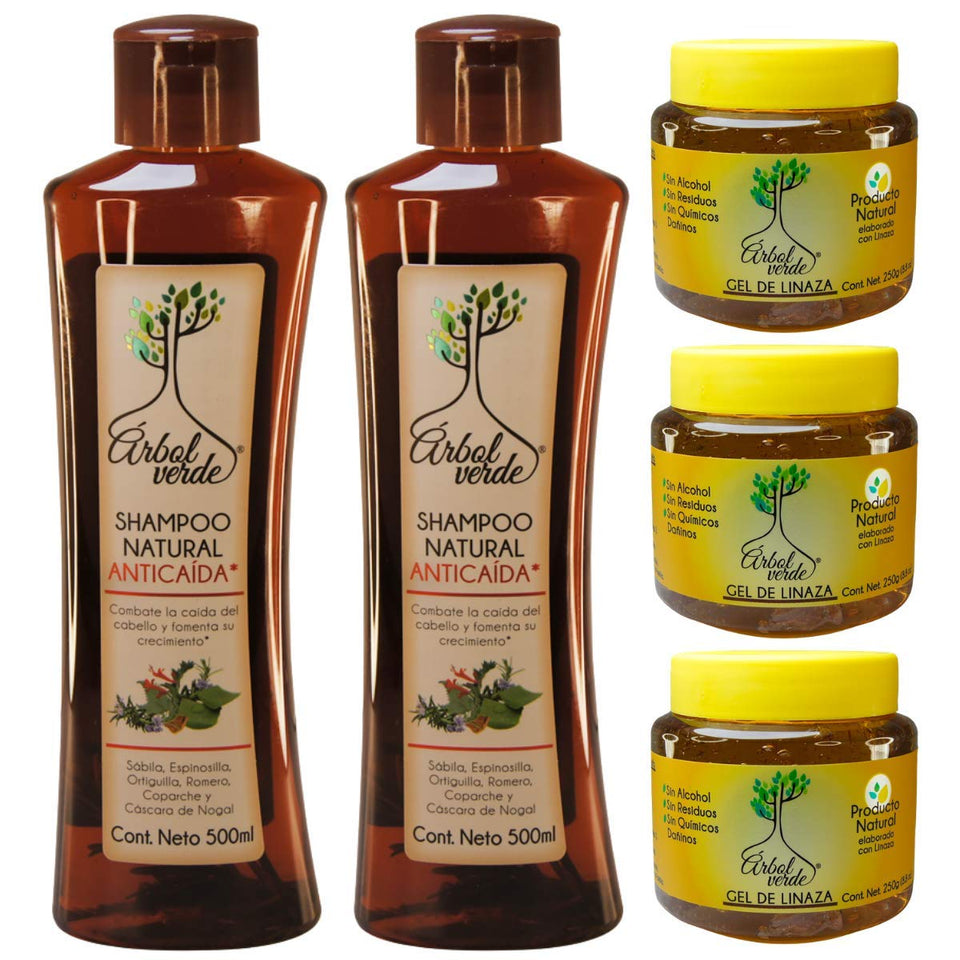 Arbol Verde anti-fall shampoo bottle promotes volume and healthy scalp.