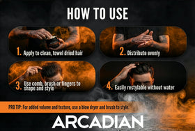 Arcadian Grooming Clay Pomade matte finish delivers natural, non-greasy texture.