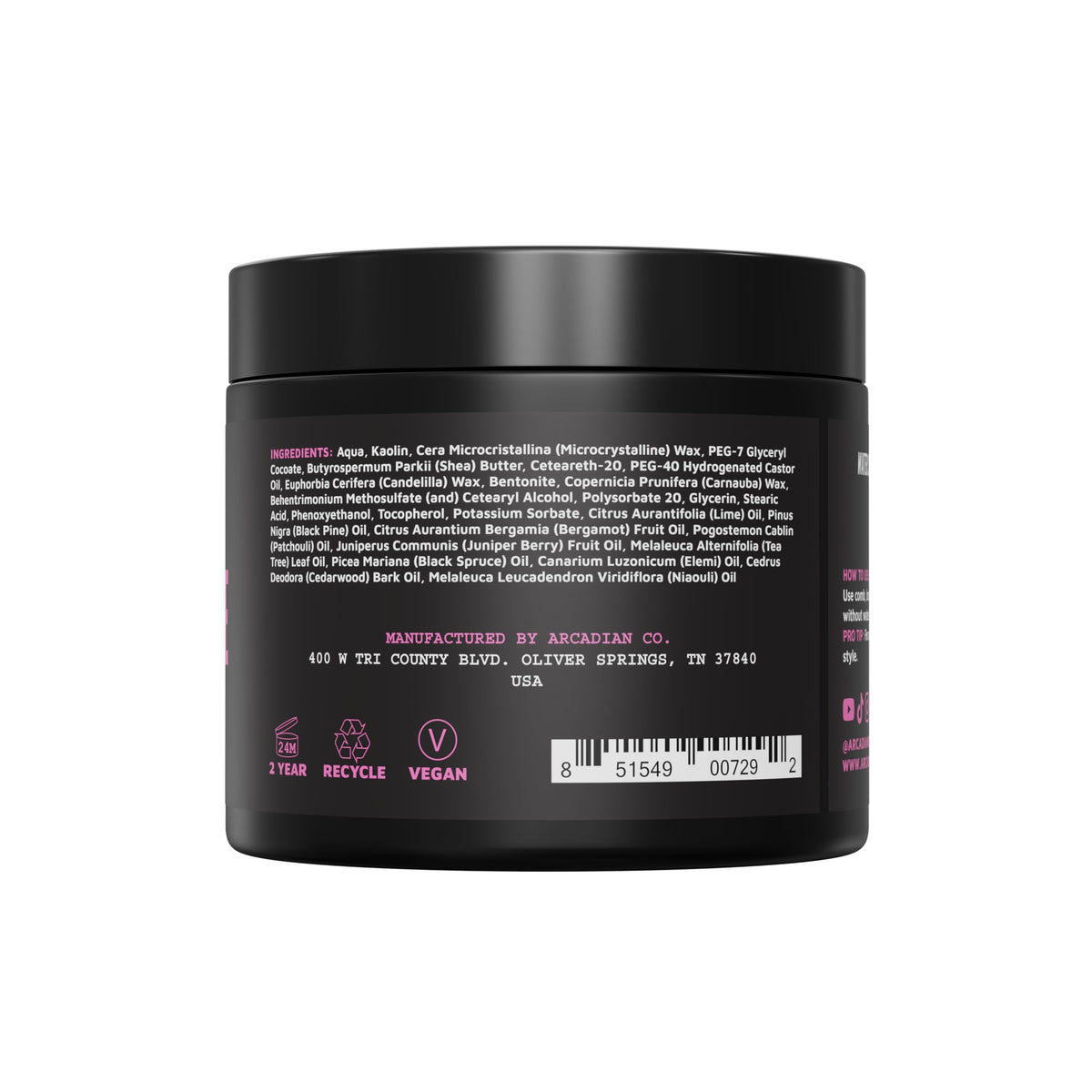 Arcadian Grooming Matte Paste washes out easily with water, no residue.