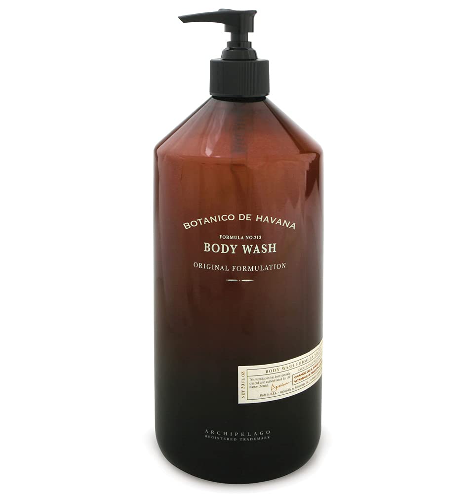 Archipelago Botanicals Botanico de Havana body wash bottle front, ideal for daily cleansing with citrus notes.
