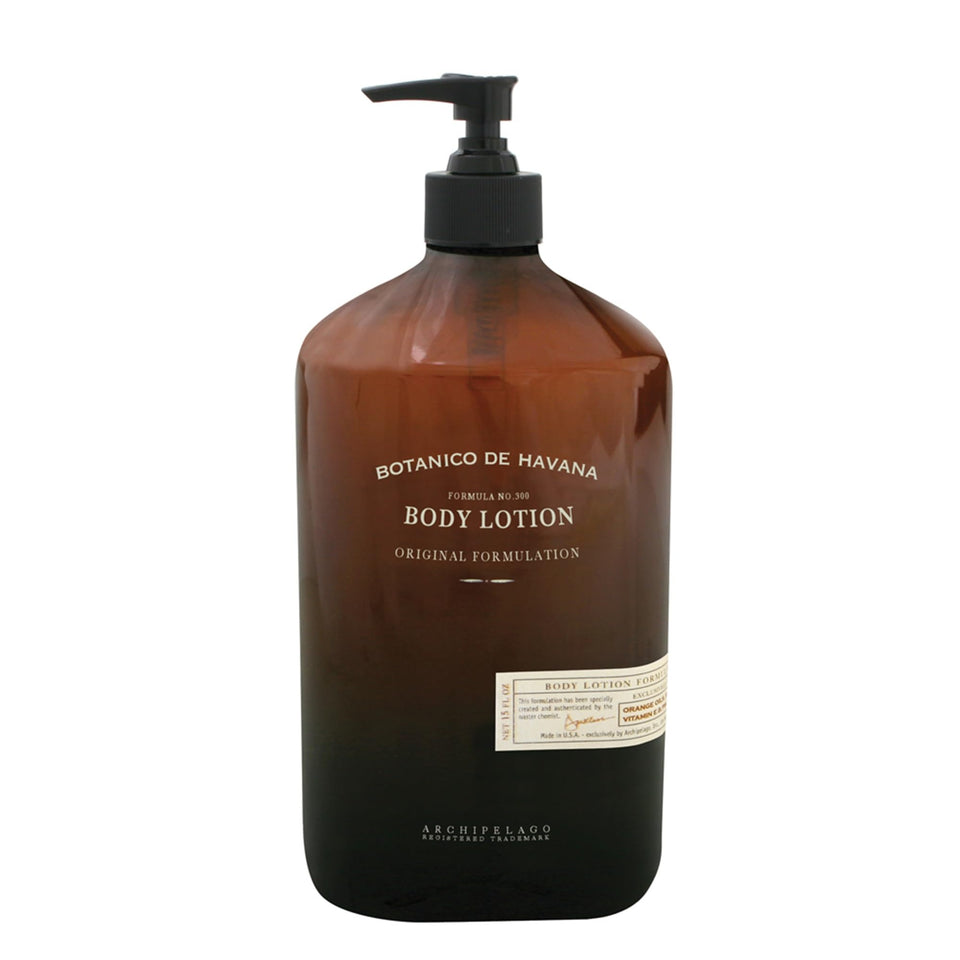 Archipelago Botanicals Botanico De Havana lotion bottle delivers lightweight hydration for daily skin comfort.