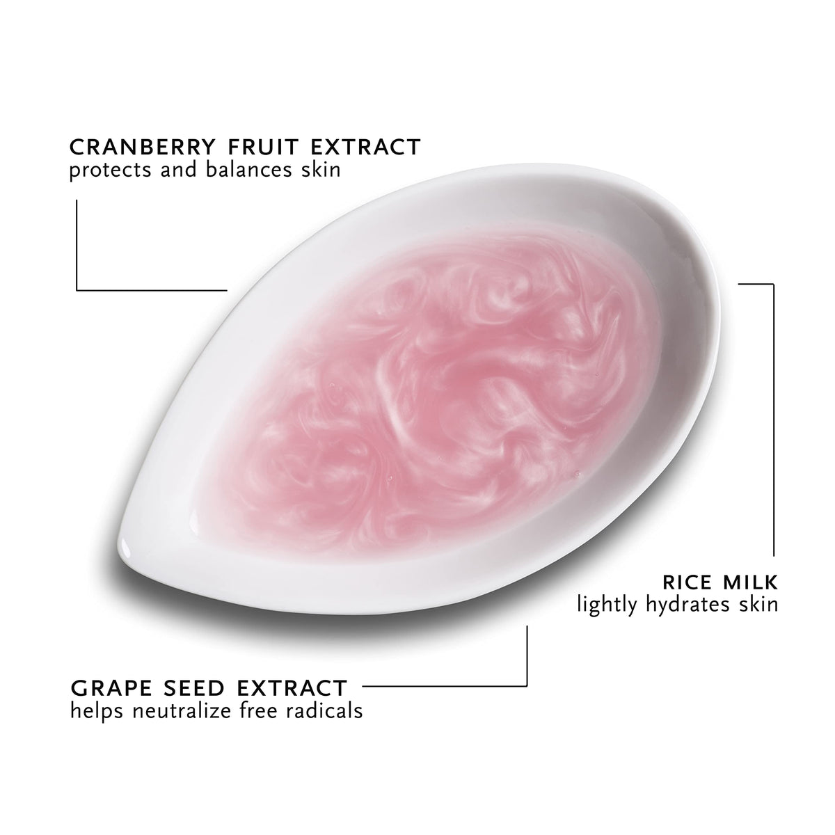 Close-up of ARCONA Cranberry Toner swirl on skin delivering soothing moisture