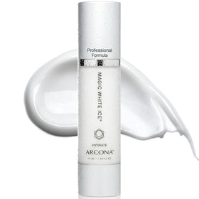 ARCONA Magic White Ice bottle showing oil-free hydration for balanced skin.