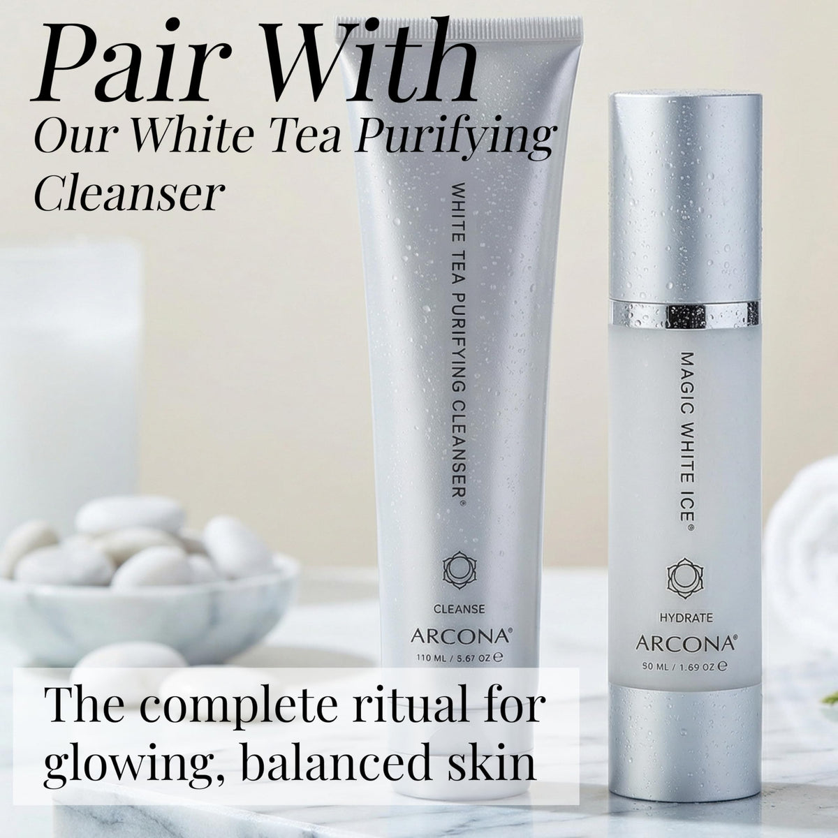 ARCONA Magic White Ice label close-up highlighting antioxidant cranberry complex.