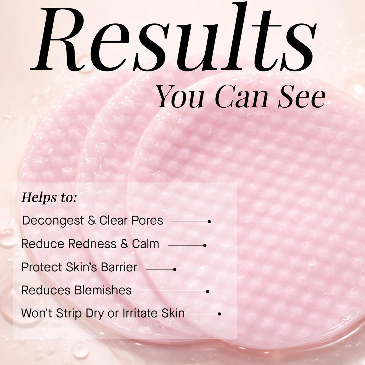 ARCONA Raspberry Clarifying Pads close-up texture indicating exfoliating action for congested pores.