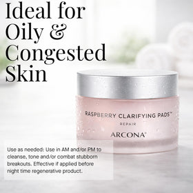 ARCONA Raspberry Clarifying Pads detail of witch hazel for refreshing activity.