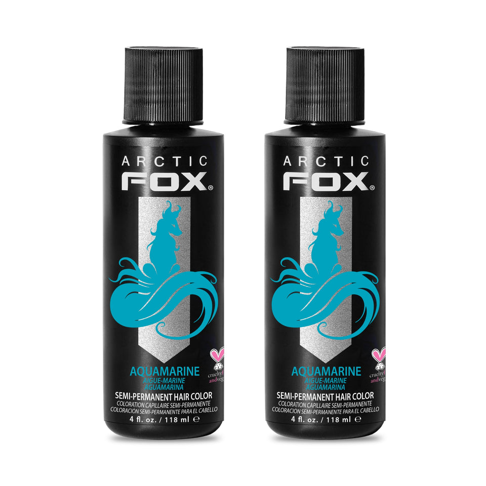ARCTIC FOX Aquamarine bottle closeup highlighting vegan, cruelty-free color for bold mermaid-inspired looks.