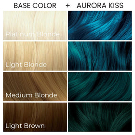 ARCTIC FOX Aurora Kiss color result on hair with luminous blue shine.