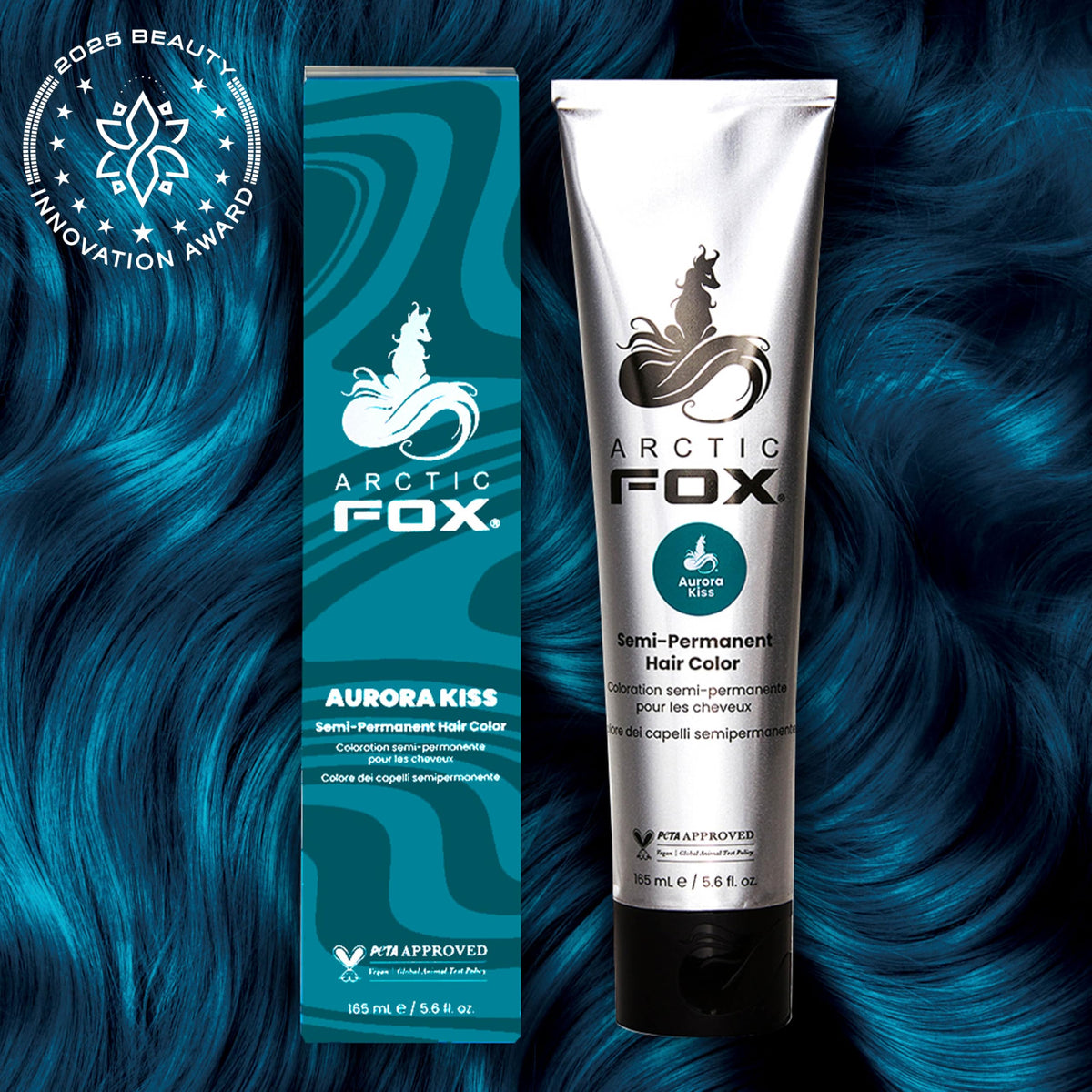 ARCTIC FOX Aurora Kiss swatches reveal teal undertones on blue shade.