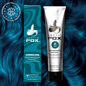 ARCTIC FOX Aurora Kiss swatches reveal teal undertones on blue shade.