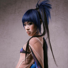 Arctic Fox Caitlyn color result on pre-lightened hair with bold navy shade.