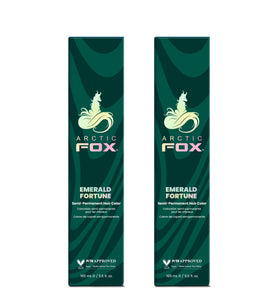 ARCTIC FOX Emerald Fortune application on hair for vibrant teal color and conditioning shine.