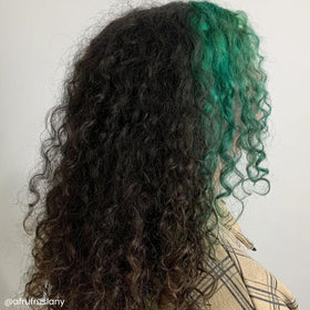 Color result on light to dark hair with Emerald Fortune teal tones.