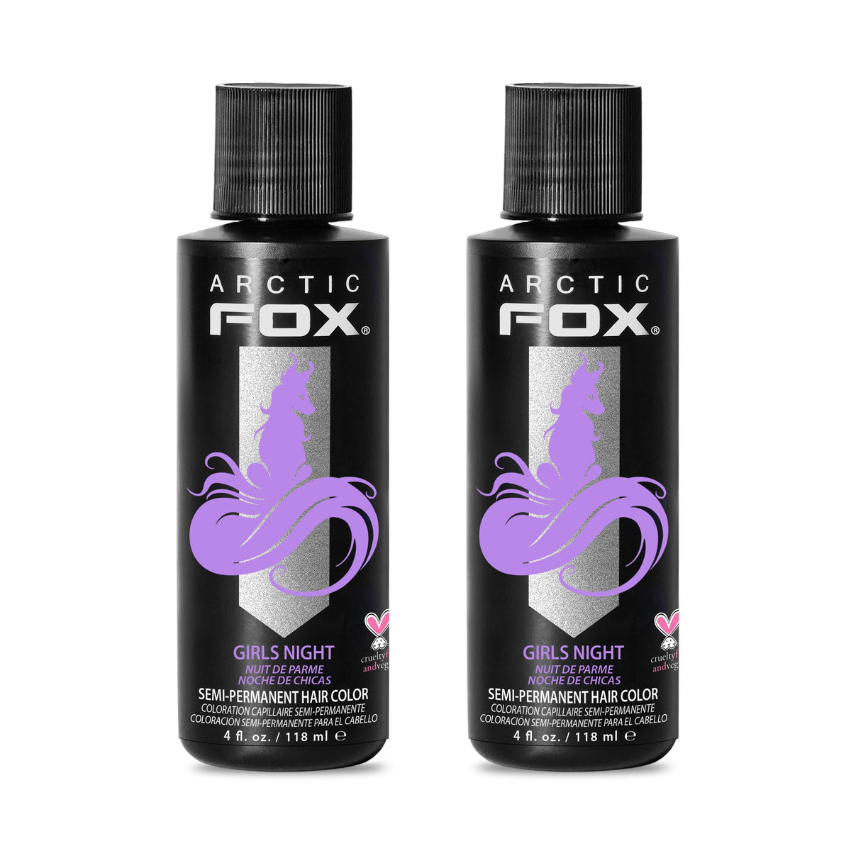 Arctic Fox Girls Night pastel lilac dye bottle ready for platinum blonde hair