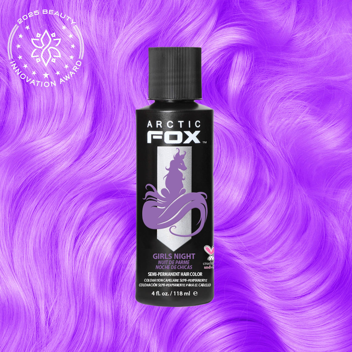 Arctic Fox Girls Night pastel lilac dye box packaging and branding