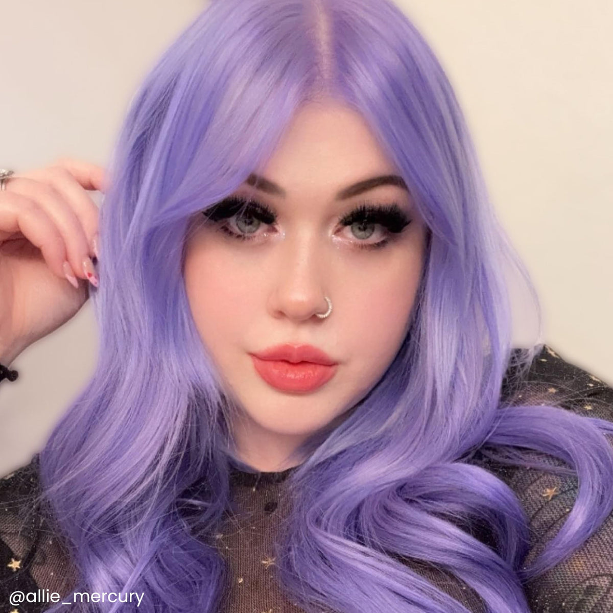 Pastel lilac shade swatches on light hair for reference