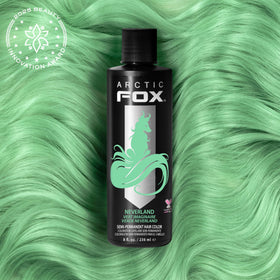 ARCTIC FOX Neverland swatch on platinum hair shows best pastel payoff.