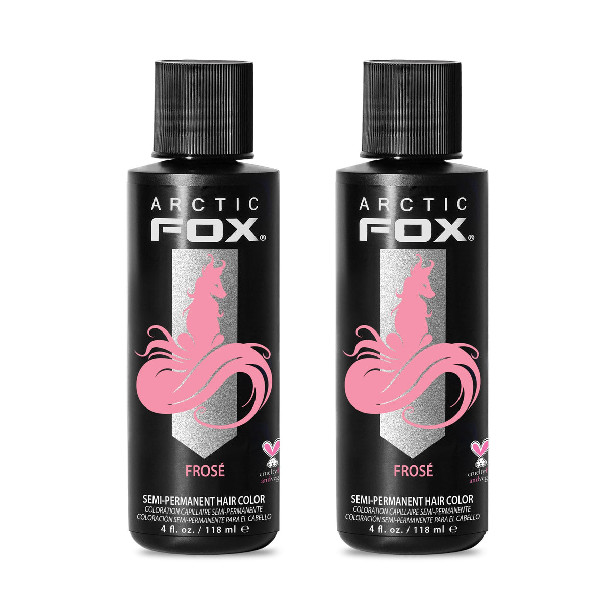 ARCTIC FOX pastel pink dye bottle for vibrant color and conditioning in one step.