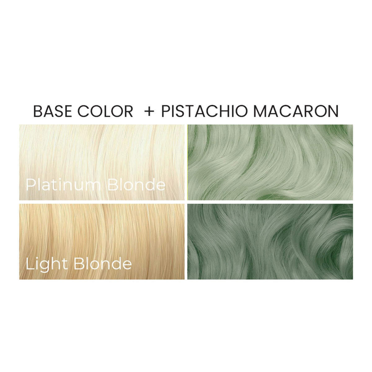 Arctic Fox Pistachio Macaron color on finished hair, vibrant mint result.