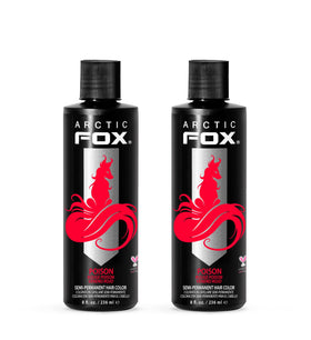 ARCTIC FOX Poison bottle closeup showing bold red dye and conditioning formula.