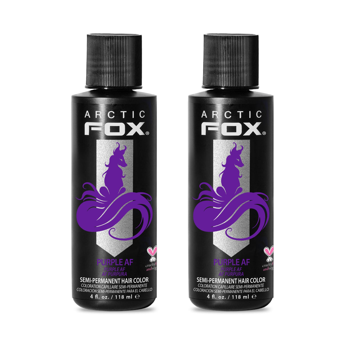 ARCTIC FOX Purple AF bottle pour shows vibrant semi-permanent color.