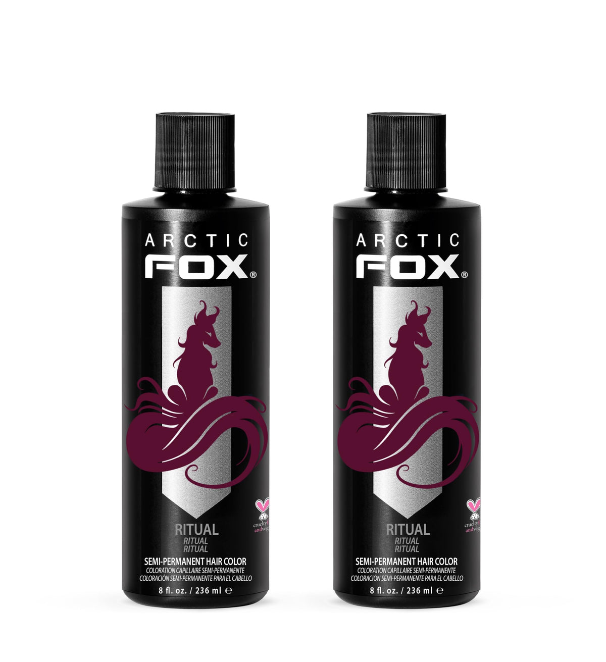 Arctic Fox burgundy dye bottle delivering vibrant color with vegan conditioning.