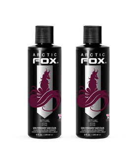 Arctic Fox burgundy dye bottle delivering vibrant color with vegan conditioning.