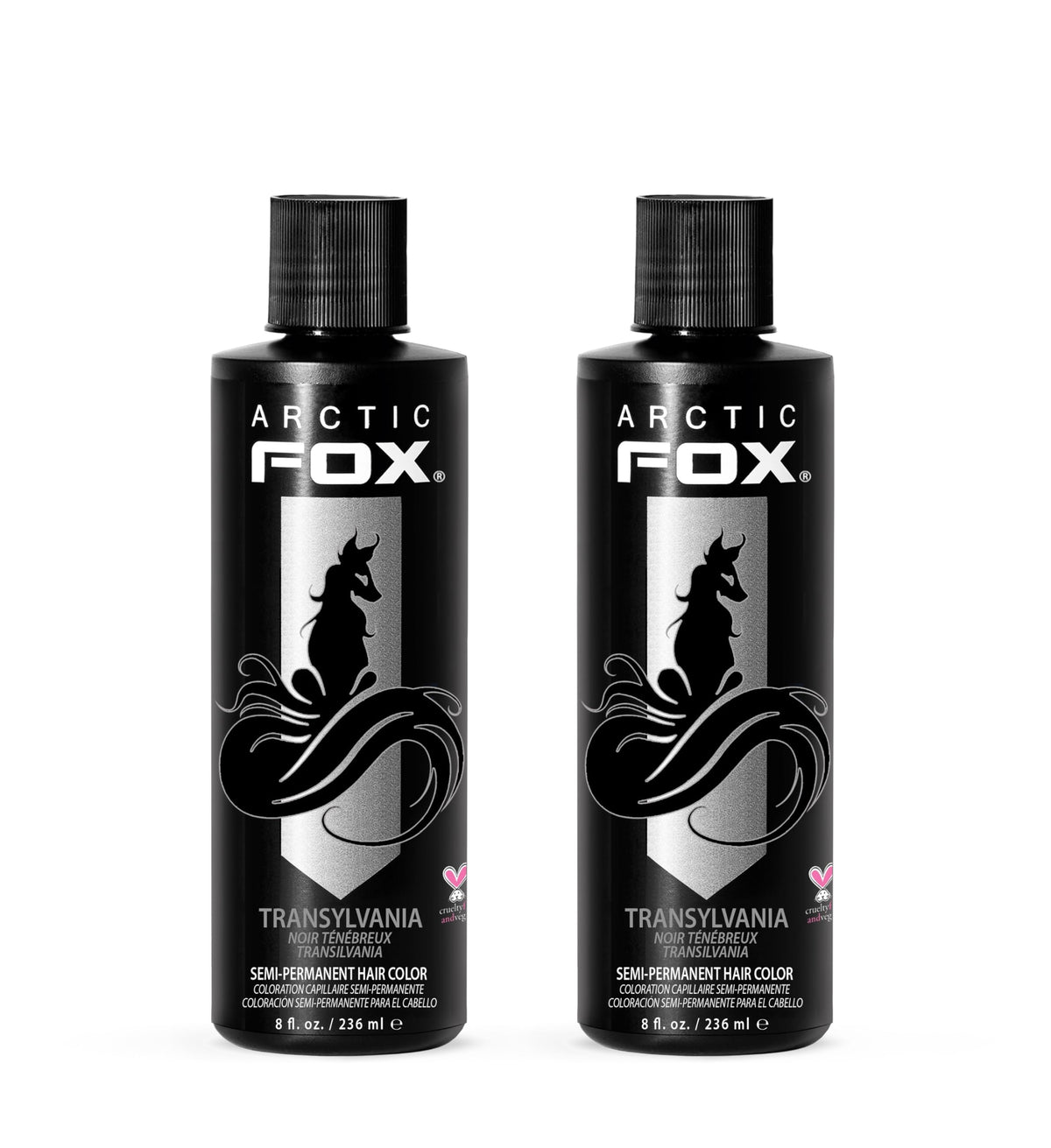 ARCTIC FOX Transylvania Black bottle shows rich, ammonia-free dye for bold color at home