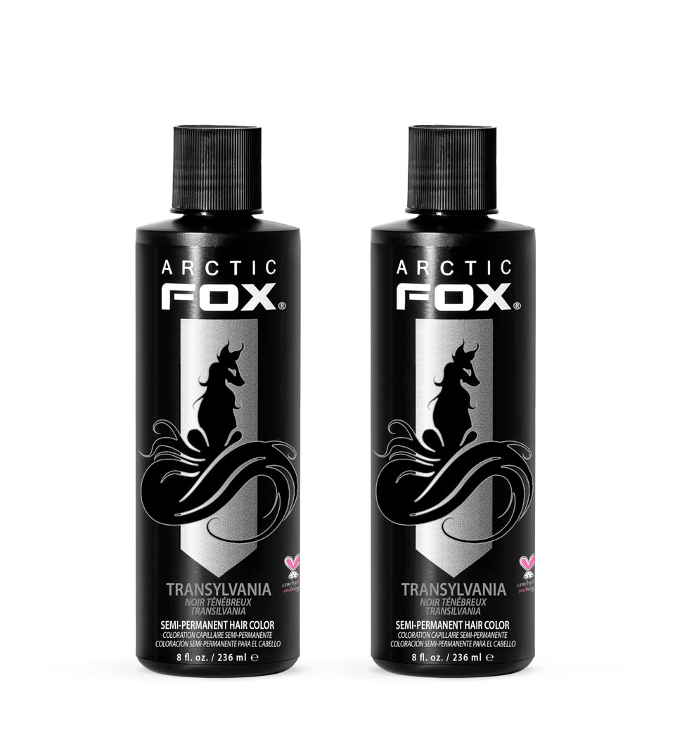 ARCTIC FOX Transylvania Black bottle shows rich, ammonia-free dye for bold color at home
