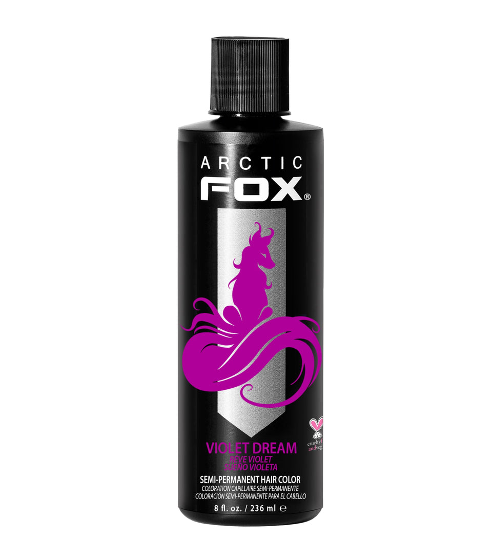 ARCTIC FOX Violet Dream bottle front shows bold violet hue for creative hair color ideas.