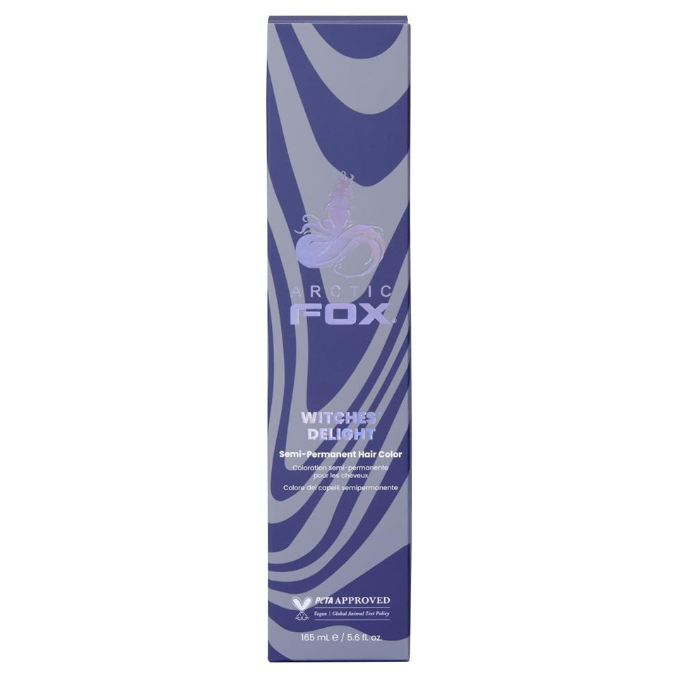 ARCTIC FOX Witches' Delight bottle pour highlights the rich purple shade for intense color.