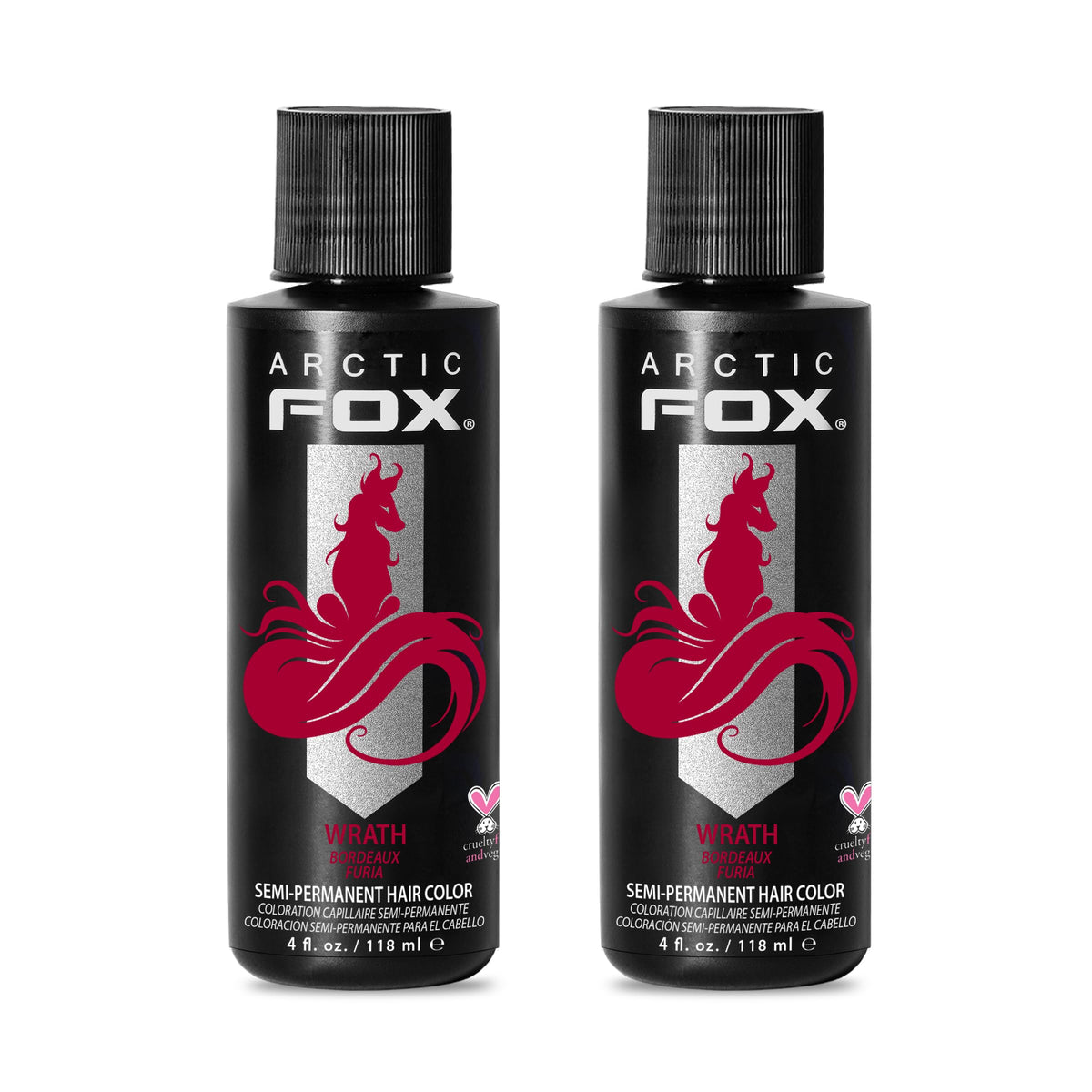 Arctic Fox Wrath bottle closeup showing vibrant red color option.
