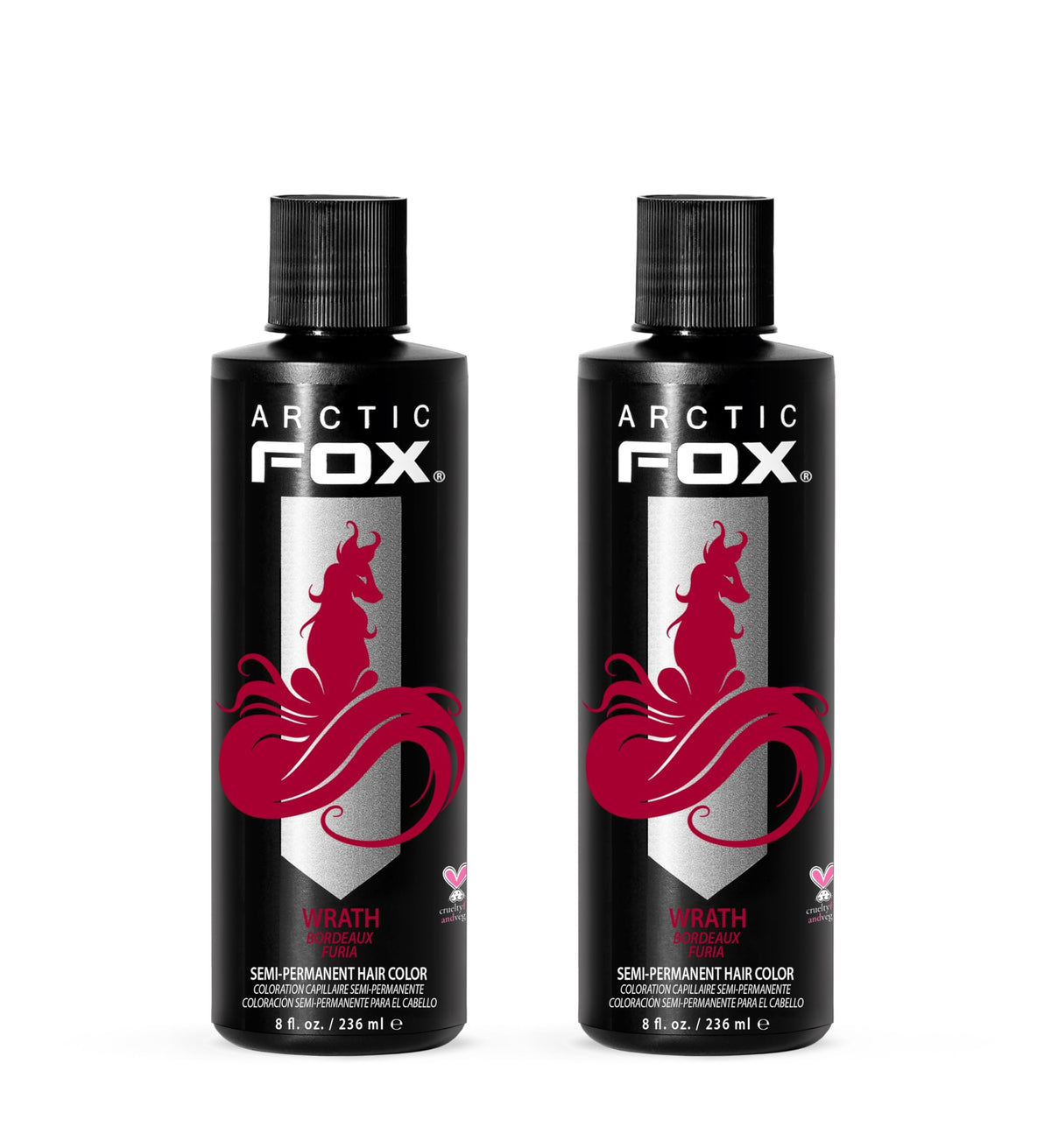 ARCTIC FOX Wrath bottle pour showing bold red color for at-home use.