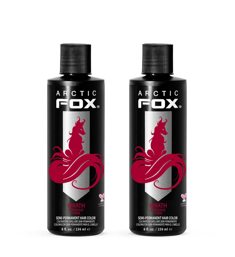 ARCTIC FOX Wrath bottle pour showing bold red color for at-home use.