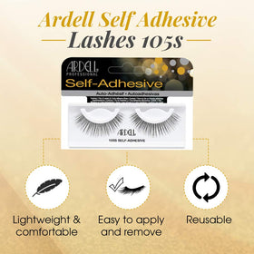 Ardell 105S lashes on eye demonstrate seamless blend for a subtle, natural look.